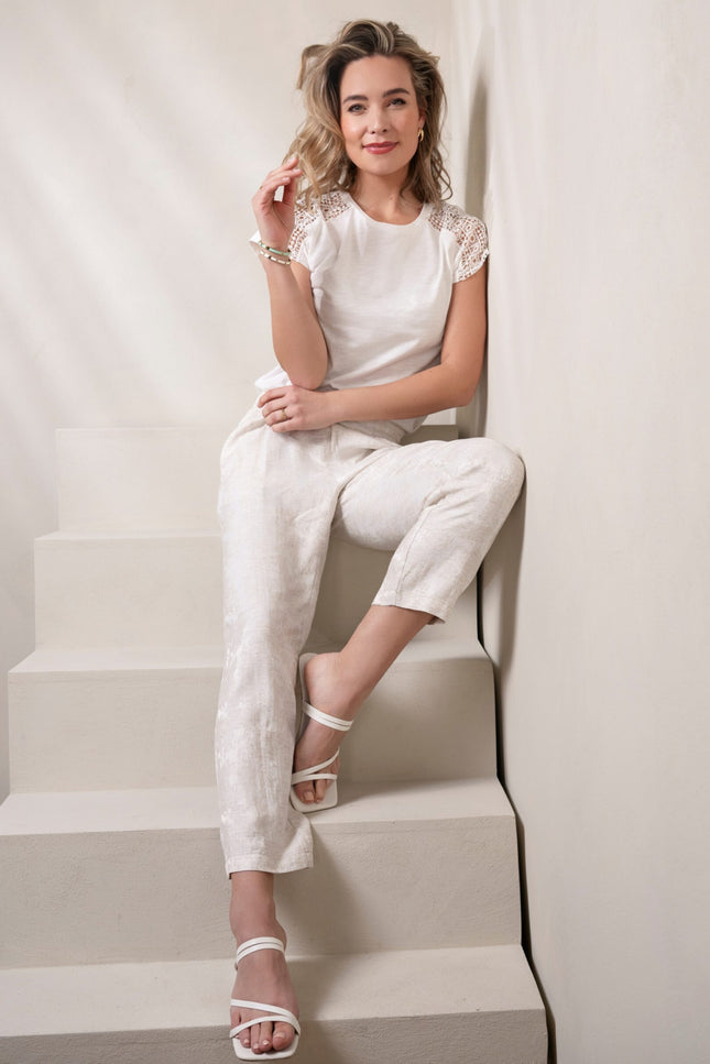 Elvira Casuals Broek Jayda Silk Ecru Stretchshop.nl