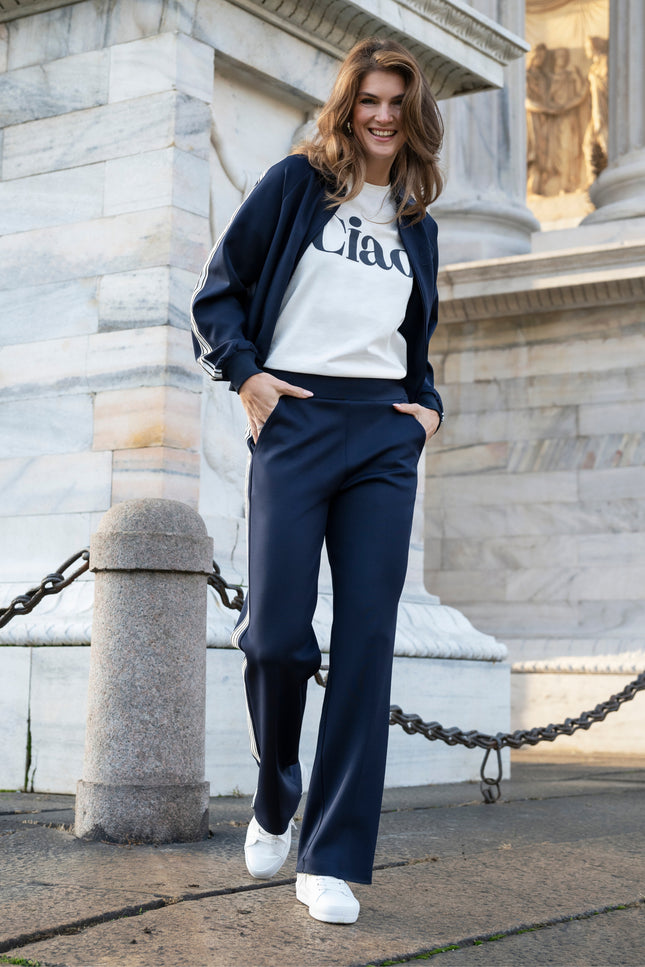 Elvira Casuals Broek Zola Navy Stretchshop.nl
