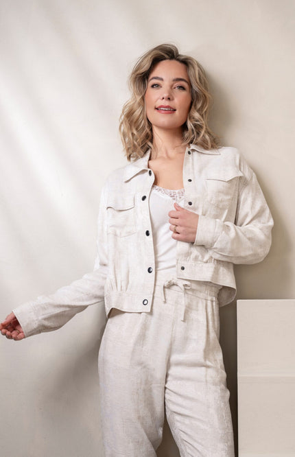 Elvira Casuals Jacket Jayda Silk Ecru Stretchshop.nl