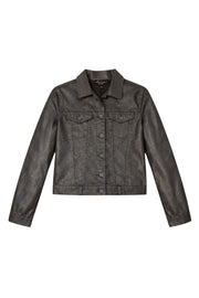 Lichte bruine Tamar jas van Elvira Casuals met parelaccent, stijlvolle casual jas voor dames.