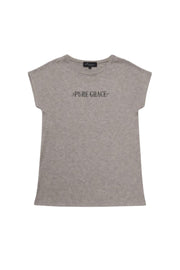 Elvira Casuals T-shirt Grace Sand, lichtbruine katoenen top met ronde hals en korte mouwen, casual stijl voor dagelijks gebruik