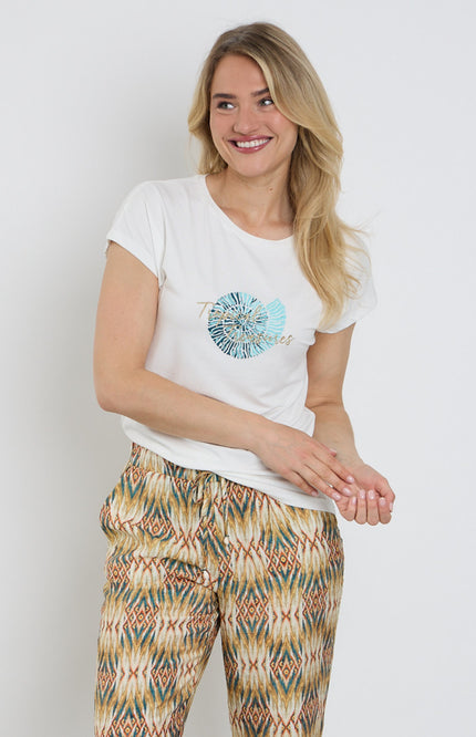 Elvira Casuals T-shirt Treasures Ecru Stretchshop.nl