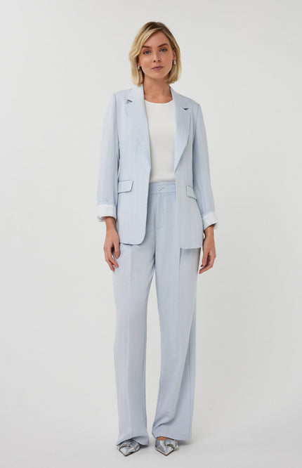 EsQualo Blazer Fine Crinkle Light Blue SP26.10037 Stretchshop.nl