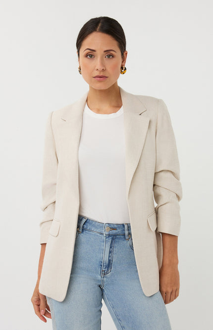 EsQualo Blazer Linen Light Sand SP26.10045 Stretchshop.nl