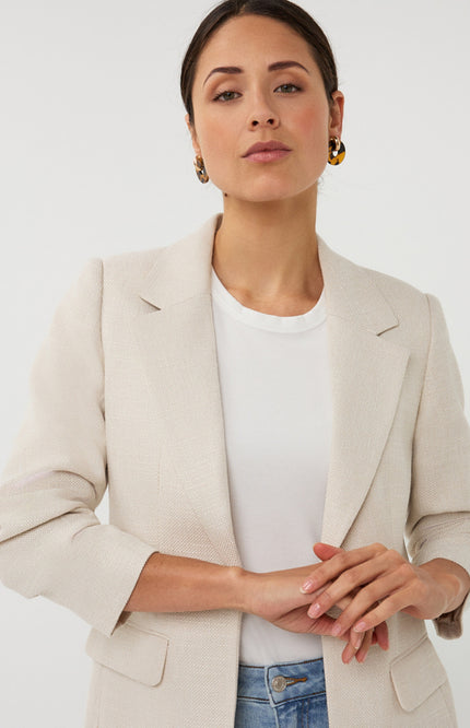 EsQualo Blazer Linen Light Sand SP26.10045 Stretchshop.nl