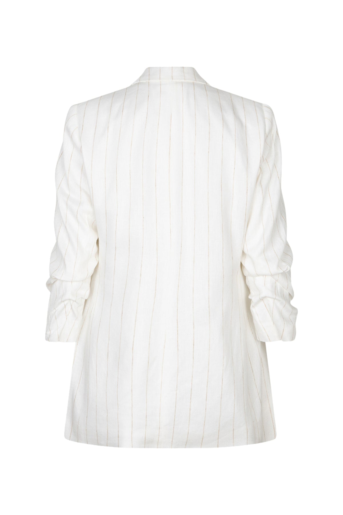 Linnen blazer van EsQualo in offwhite met blauwe strepen, casual stijl, korte mouwen en knoopsluiting.