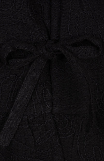 EsQualo Blouse 3D Embroidery Black HS25.09209 Stretchshop.nl