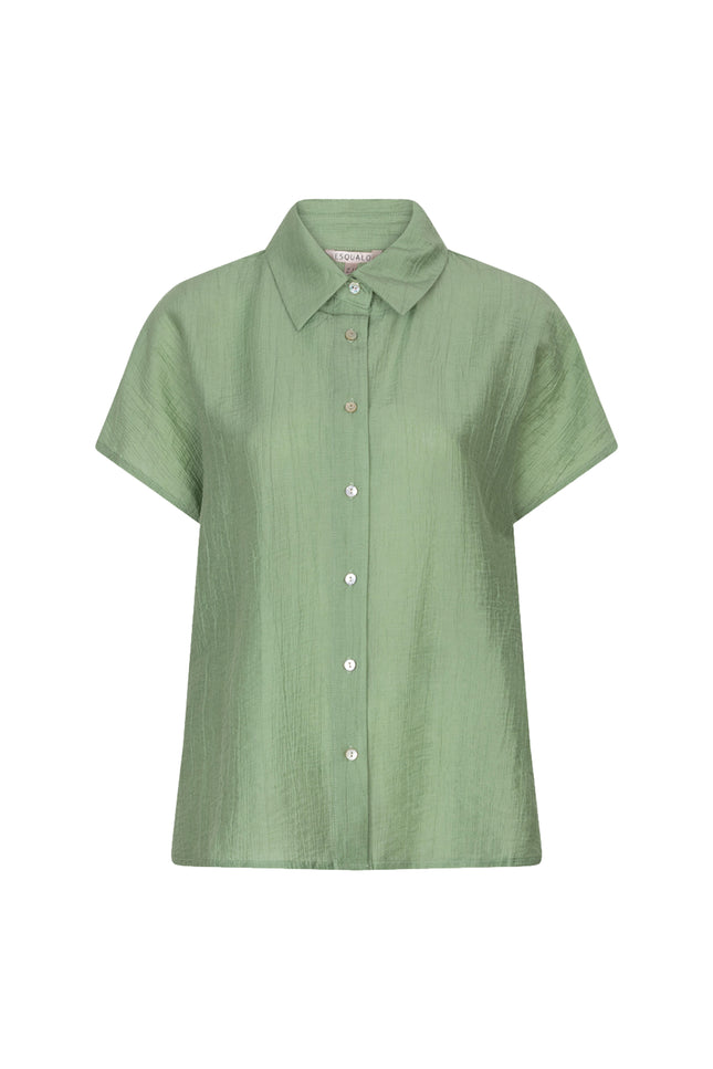EsQualo Blouse Batwing Light Crinkle Jungle Green HS26.14218 Stretchshop.nl