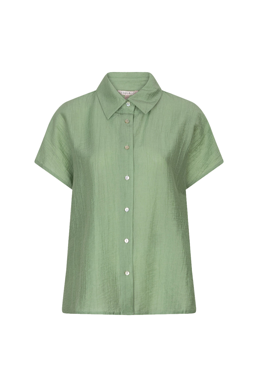 Lichte crinkle junglegroene blouse met batwing mouwen van EsQualo, stijlvol en comfortabel voor dagelijks gebruik.