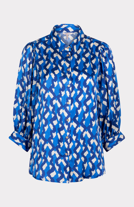 EsQualo Blouse Big Sleeve Utopia Fantasy Print SP25.14017 Stretchshop.nl