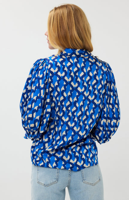 EsQualo Blouse Big Sleeve Utopia Fantasy Print SP25.14017 Stretchshop.nl