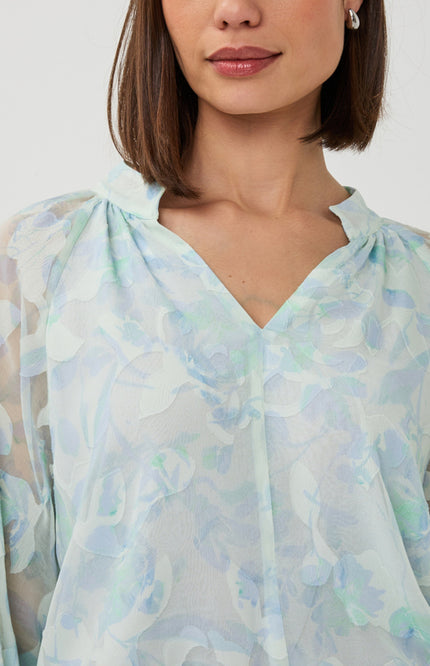 EsQualo Blouse Bow Shadow Print SP26.14017 Stretchshop.nl