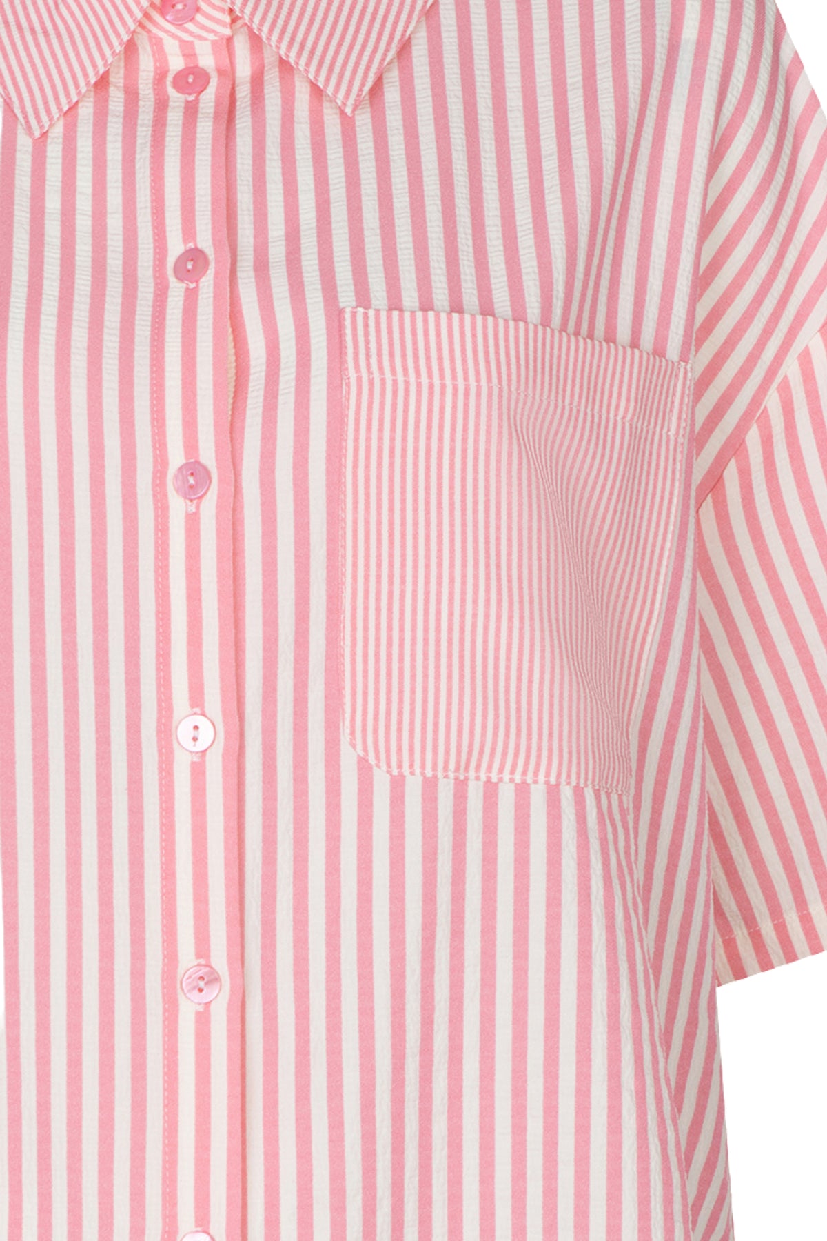 EsQualo blouse met contrast streep in offwhite en roze, modieus en comfortabel voor diverse outfits.