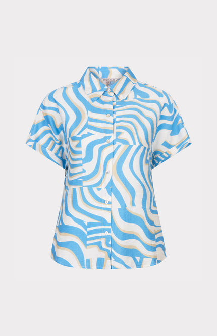 EsQualo Blouse Electric Zebra Print HS25.10213 Stretchshop.nl