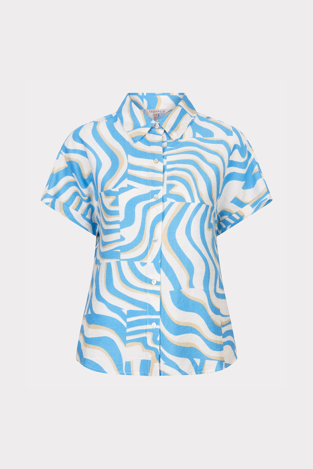 EsQualo Blouse Electric Zebra Print HS25.10213 Stretchshop.nl