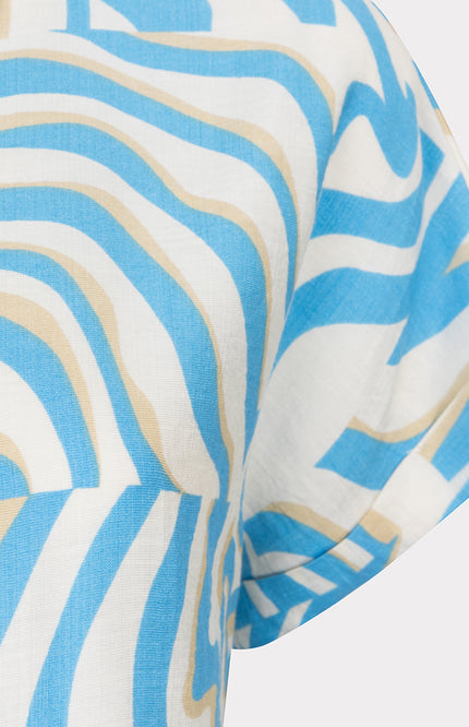 EsQualo Blouse Electric Zebra Print HS25.10213 Stretchshop.nl
