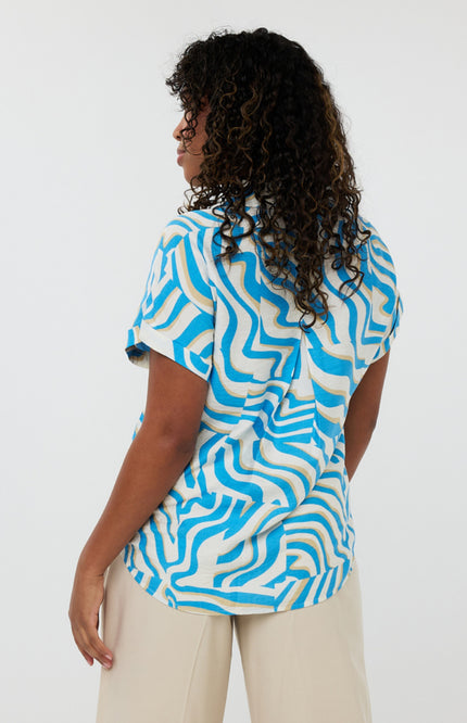 EsQualo Blouse Electric Zebra Print HS25.10213 Stretchshop.nl