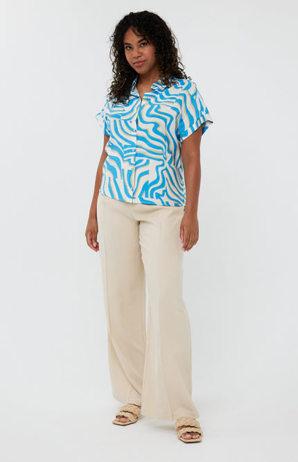 EsQualo Blouse Electric Zebra Print HS25.10213 Stretchshop.nl