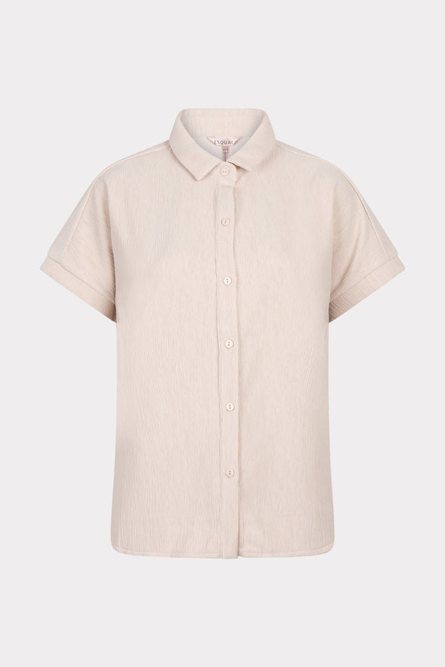 EsQualo Blouse Fancy Crinkle Light Sand SP25.30016 Stretchshop.nl
