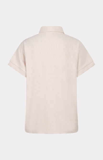 EsQualo Blouse Fancy Crinkle Light Sand SP25.30016 Stretchshop.nl