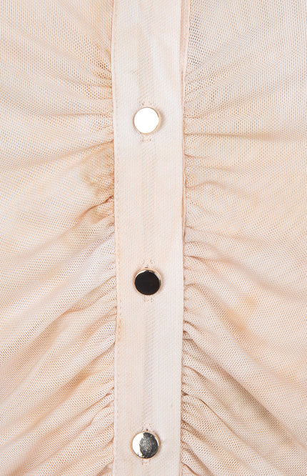 EsQualo Blouse Mesh Marble Dream Print SP25.30001 Stretchshop.nl