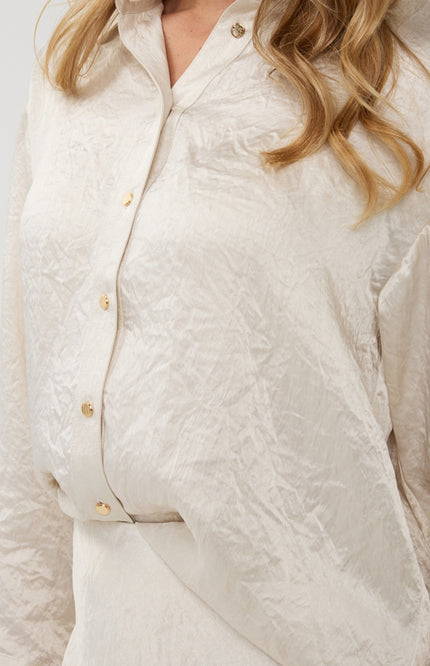 EsQualo Blouse Oversized Acetate Pearl F25.15512 Stretchshop.nl