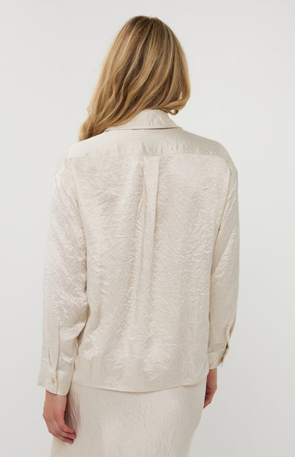 EsQualo Blouse Oversized Acetate Pearl F25.15512 Stretchshop.nl