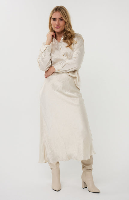 EsQualo Blouse Oversized Acetate Pearl F25.15512 Stretchshop.nl