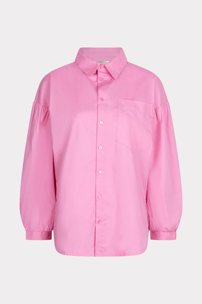 Oversized EsQualo blouse van poplin in roze, met losse pasvorm en stijlvolle uitstraling.