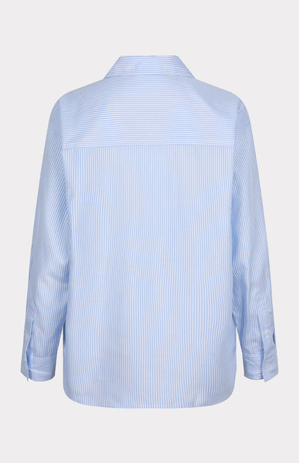 EsQualo Blouse Oversized Striped Blue White SP25.14005 Stretchshop.nl