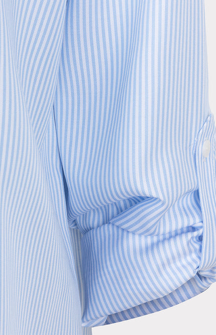 EsQualo Blouse Oversized Striped Blue White SP25.14005 Stretchshop.nl