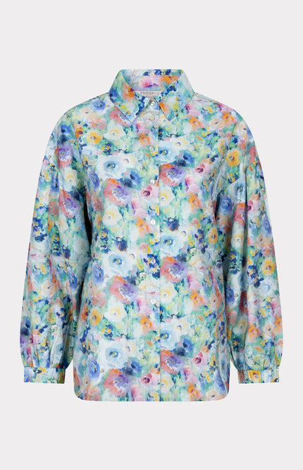 EsQualo Blouse Oversized Utopia Flower Print SP25.14026 Stretchshop.nl