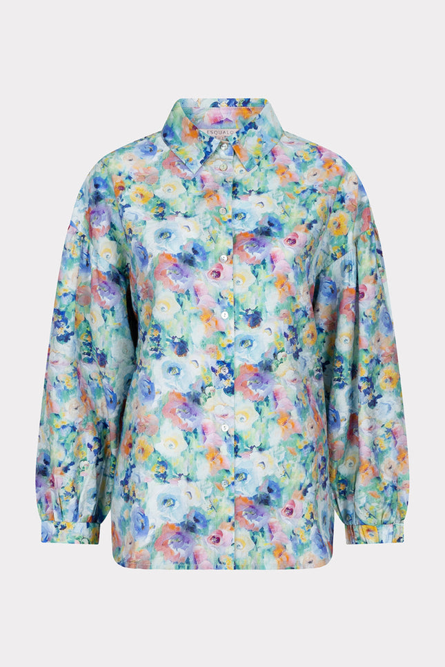 EsQualo Blouse Oversized Utopia Flower Print SP25.14026 Stretchshop.nl