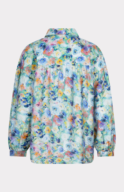 EsQualo Blouse Oversized Utopia Flower Print SP25.14026 Stretchshop.nl