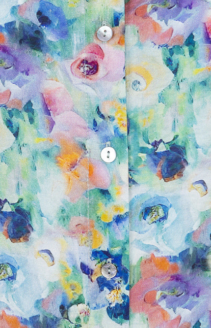 EsQualo Blouse Oversized Utopia Flower Print SP25.14026 Stretchshop.nl