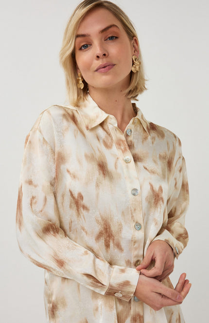 EsQualo Blouse Scarlet Flowerpower Print SP26.14014 Stretchshop.nl
