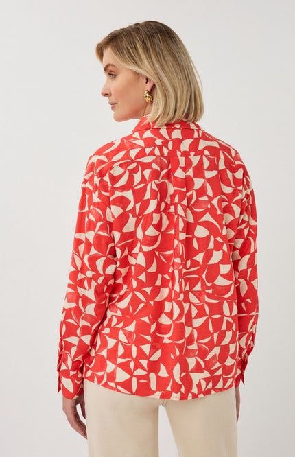 EsQualo Blouse Scarlet Graphic Print SP26.14004 Stretchshop.nl