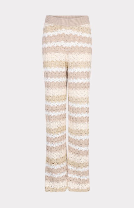 EsQualo Broek Ajour Stripe Knit Print HS25.27202 Stretchshop.nl