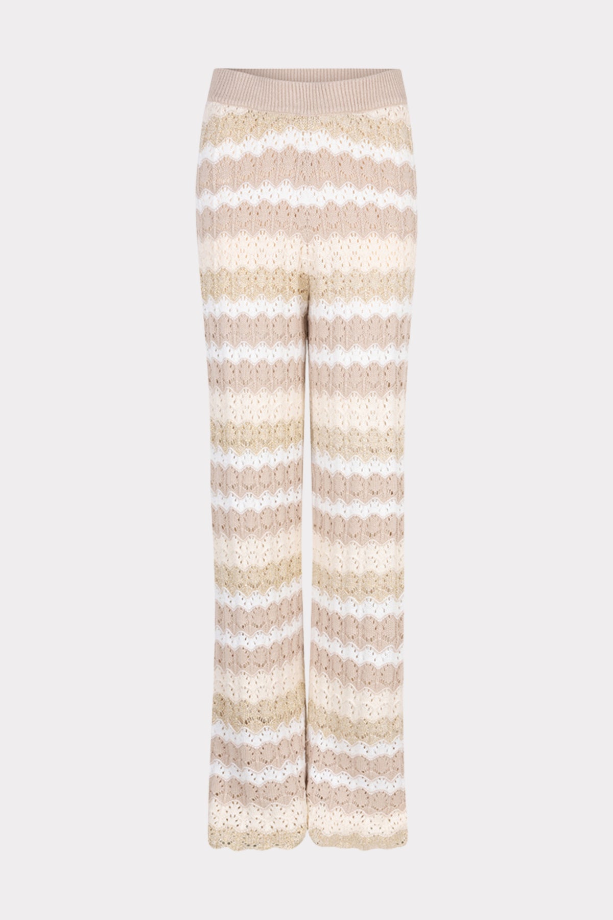 EsQualo broek met ajour, strepen en gebreide print, comfortabel en stijlvol, geschikt voor casual en chique gelegenheden.