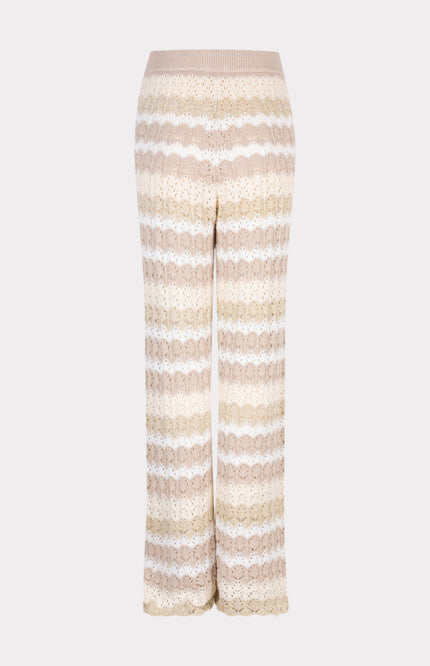 EsQualo Broek Ajour Stripe Knit Print HS25.27202 Stretchshop.nl