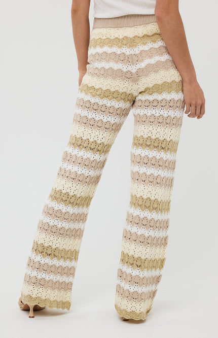 EsQualo Broek Ajour Stripe Knit Print HS25.27202 Stretchshop.nl