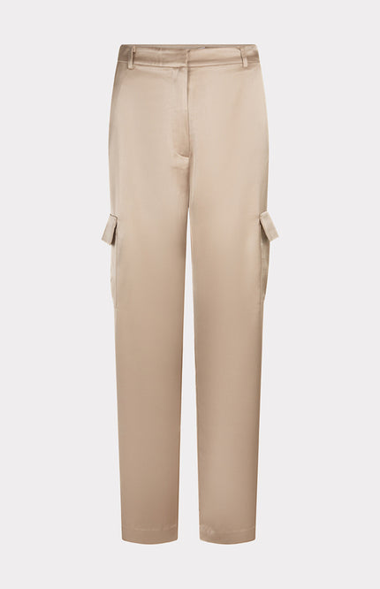 EsQualo Broek Cargo Satin Gold SP25.10024 Stretchshop.nl