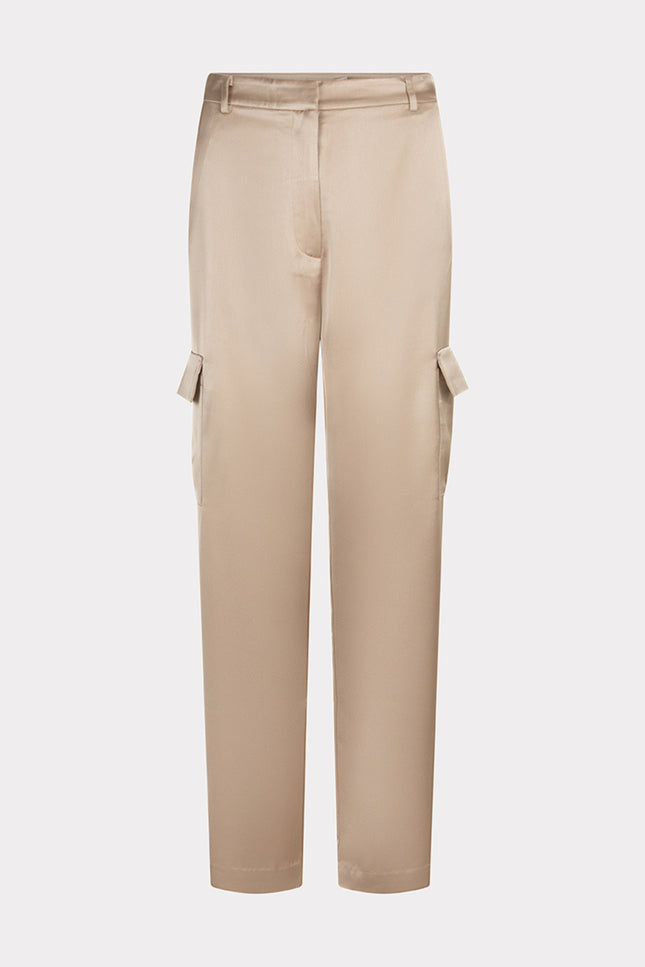 EsQualo Broek Cargo Satin Gold SP25.10024 Stretchshop.nl
