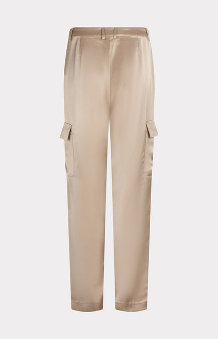 EsQualo Broek Cargo Satin Gold SP25.10024 Stretchshop.nl