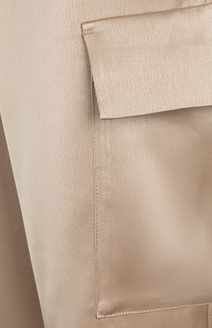 EsQualo Broek Cargo Satin Gold SP25.10024 Stretchshop.nl