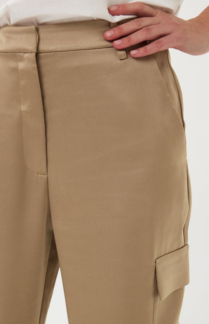 EsQualo Broek Cargo Satin Gold SP25.10024 Stretchshop.nl