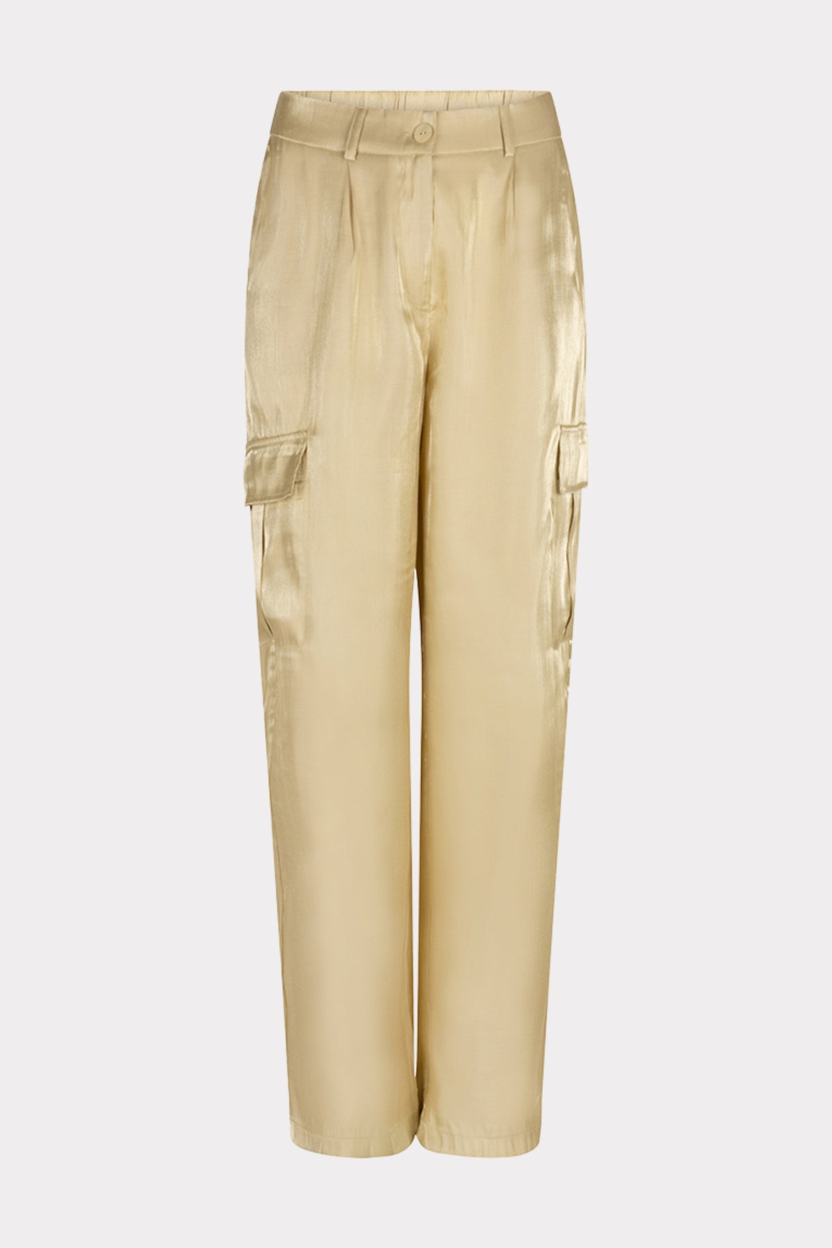Cargo broek van EsQualo in Lemon Pie kleur met een zijdeachtige uitstraling, comfortabel en modieus voor casual draagstijl.