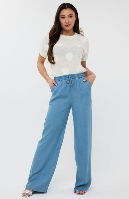 EsQualo Broek Chambray Blue HS25.28209 Stretchshop.nl