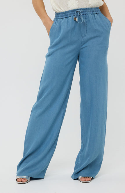EsQualo Broek Chambray Blue HS25.28209 Stretchshop.nl