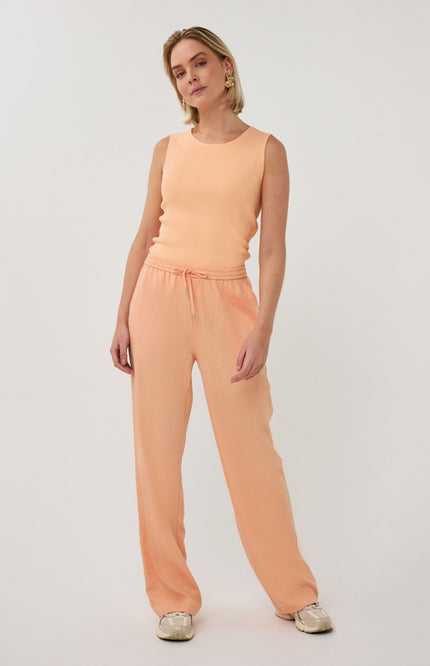 EsQualo Broek Elastic Fine Crinkle Bellini SP26.10041 Stretchshop.nl